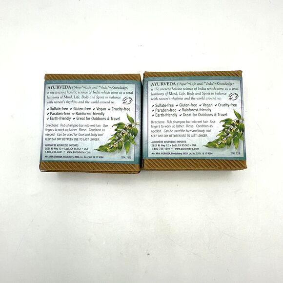 2 Pack Auromere Shampoo Bar with Neem Tulsi-Spice 4.23 oz NEW IN PACKAGE - Picture 2 of 3